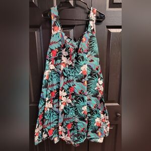 Jade Fashions Hawaiian Tropical Parrot and Floral Print Dress